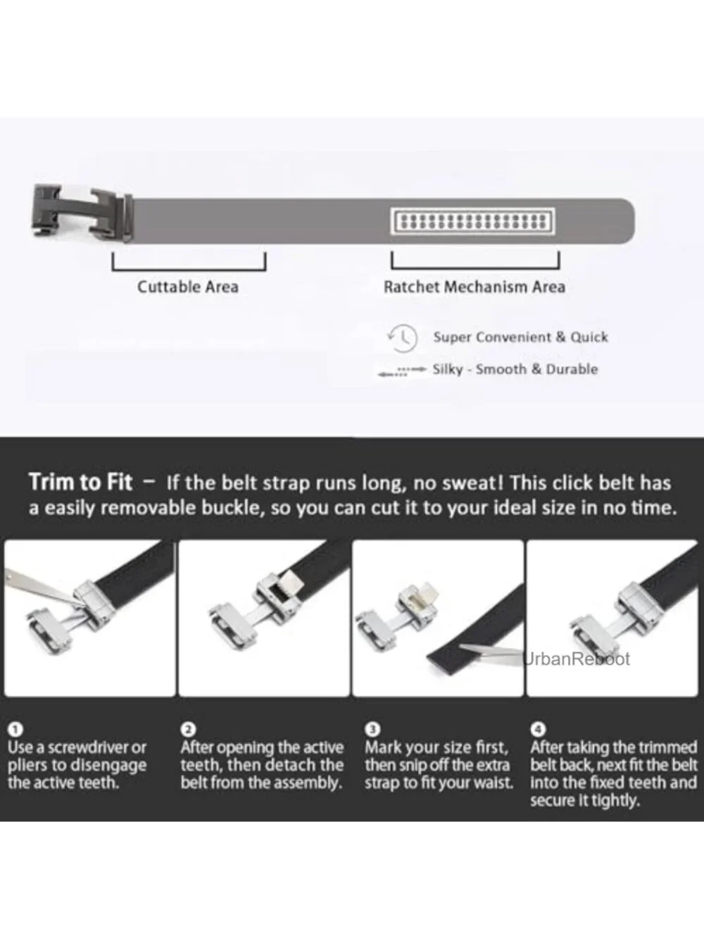 Men's Leather Ratchet Belt Dress with Easy Adjustable Automatic Buckle